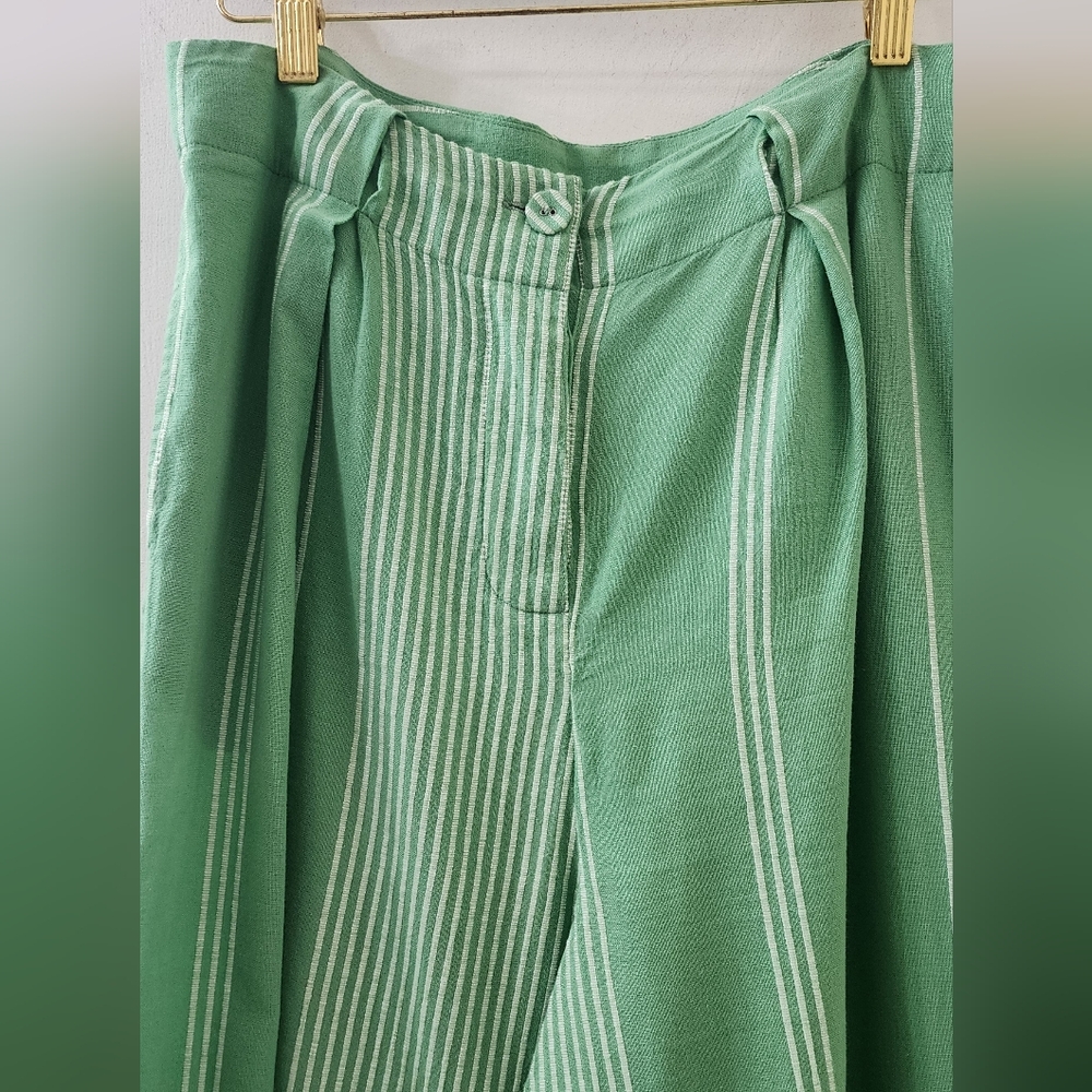 Free People Green Striped Women’s Pants, Size Medium. - Picture 3 of 8